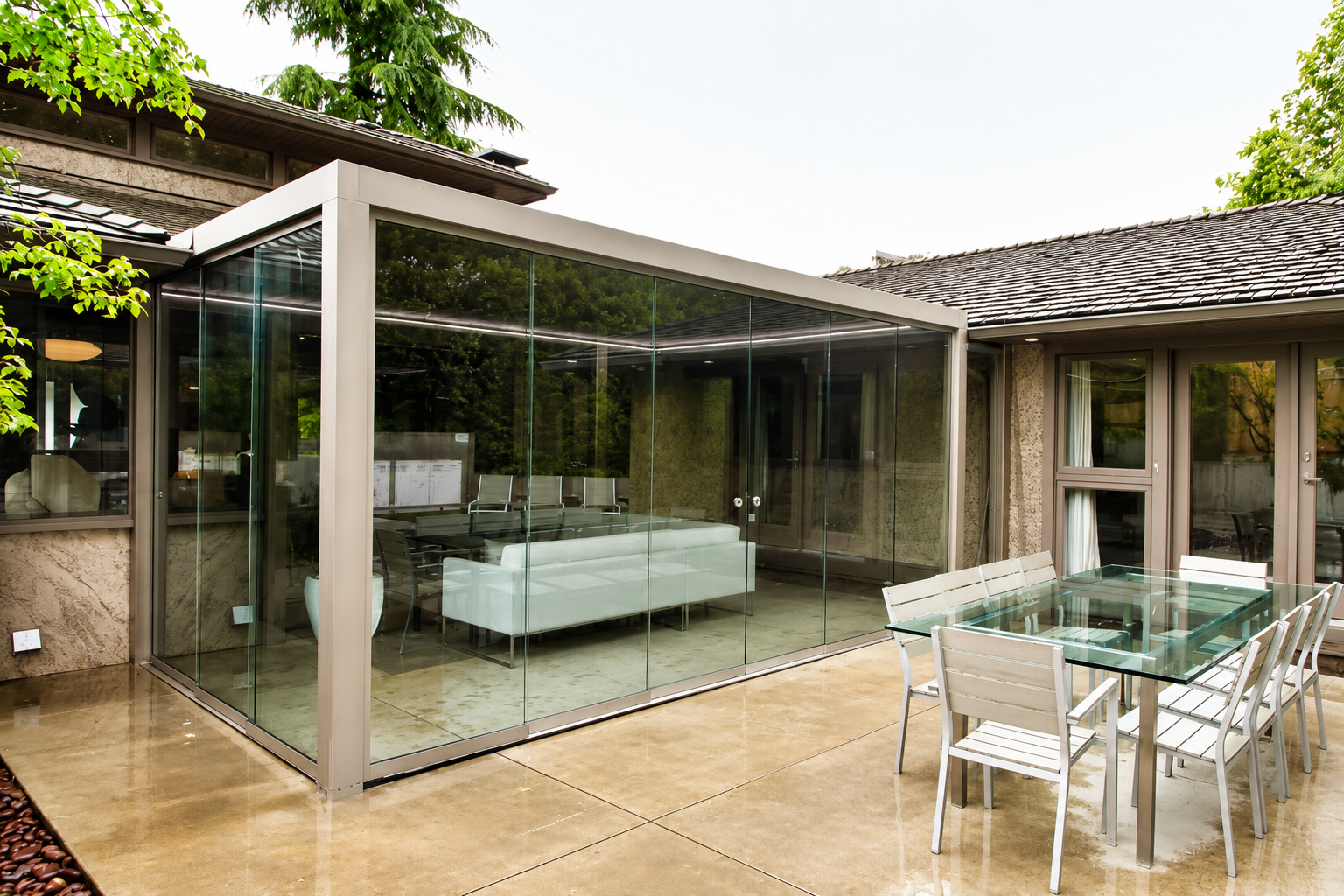 Frameless patio glass enclosure example