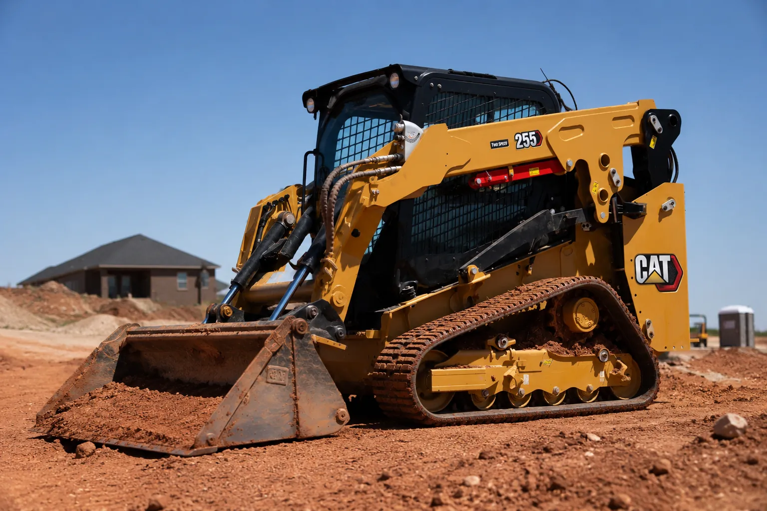 Skid steer excavating a sloped residential lot in Lakewood, Colorado